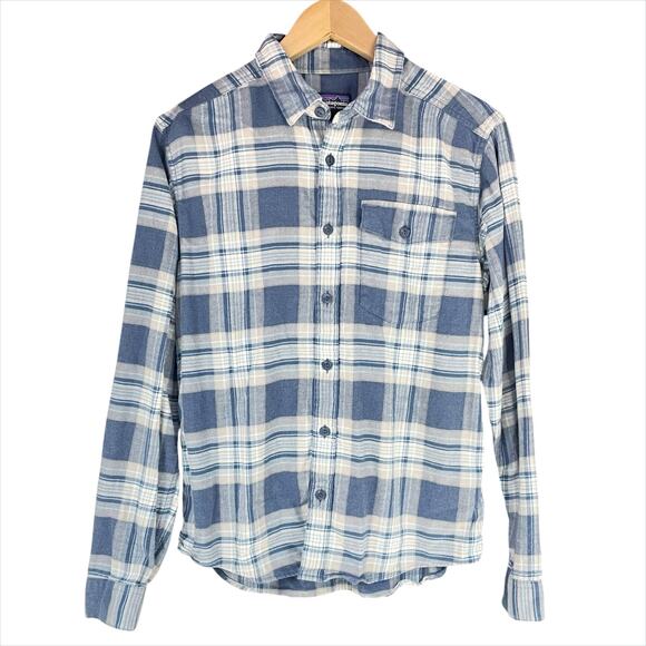 PATAGONIA Lightweight Fjord Organic Cotton Flannel Shirt Stone Stone Blue Size S - Picture 2 of 8